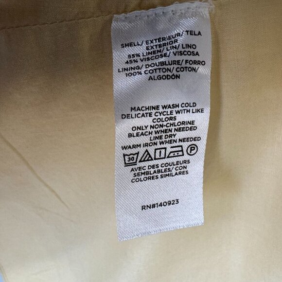 Loft Linen Blend Square Neck Button Front Yellow Lemon Brulee Vest Top Size L - Picture 10 of 11